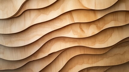 Poster - Smooth layered plywood texture background with elegant curves and natural wood grain for artistic and design purposes