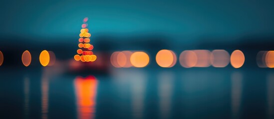 Poster - abstract christmas background with blurred lights and a soft-focus christmas tree creating a festive