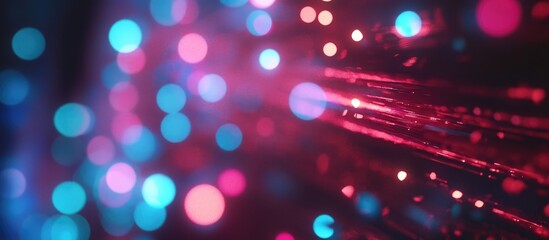 Poster - Vibrant abstract bokeh lights in red blue and pink hues creating a festive celebratory atmosphere for creative projects and designs