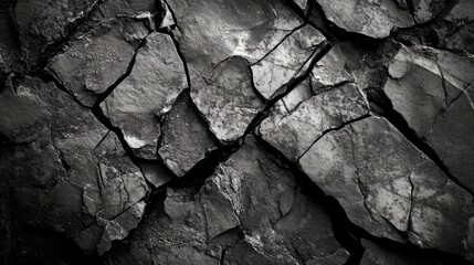 Poster - Dark Cracked Stone Surface Textured Background for Architectural or Natural Design Themes