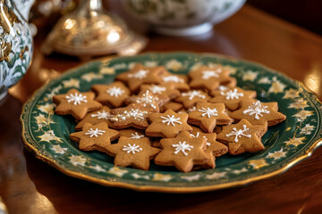 Wall Mural - Delicious selection of traditional Christmas cookies. Festive cookies and cookies in different shapes. Decorated Christmas cookies for Advent.