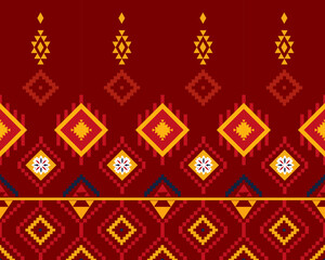 Wall Mural - Embroidered cross-stitch ethnic fabric Geometric ornament ethnic pattern design. Use for fabric, textile, interior decoration elements, upholstery, and wrapping. Traditional geometric ethnic fabric