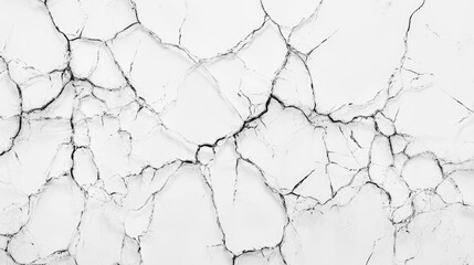 Poster - Cracked glass texture on a white background with intricate black lines creating a stark visual contrast and an artistic aesthetic appeal