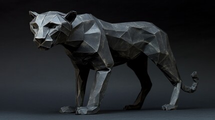 Fototapete - A geometric sculpture of a panther, showcasing a modern and artistic design.