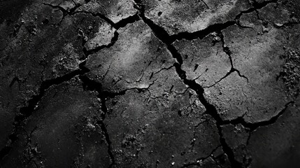 Poster - Cracked surface texture resembling aged avocado bark in black and white for abstract backgrounds and artistic projects.
