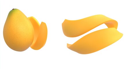 Poster - A mango and a yellow ribbon, showcasing vibrant colors and smooth textures.