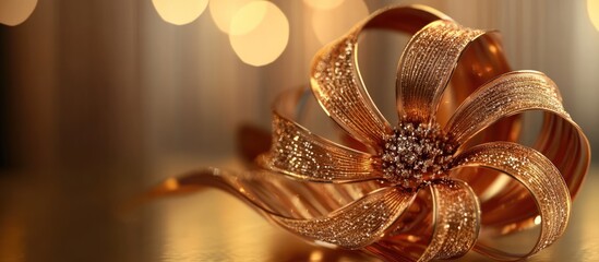 Aufkleber - Elegant Christmas decoration with golden ribbon and delicate design on a blurred festive background