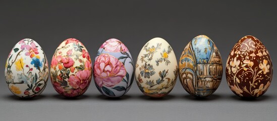 Aufkleber - Colorful hand-painted Easter eggs beautifully arranged for festive spring celebrations showcasing intricate designs and vibrant patterns.