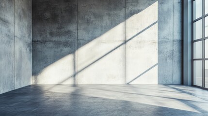 Aufkleber - Minimalist concrete interior with natural light and shadows, perfect for modern backgrounds and artistic presentations.