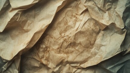 Aufkleber - Crinkled and stained kraft paper texture on an uneven surface showcasing vintage and rustic aesthetics for design or background use