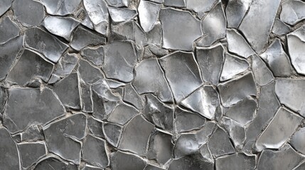 Poster - Cracked and distressed gray floor tiles creating an abstract textured background suitable for artistic and design projects