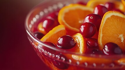 Poster - A colorful bowl of fruit salad featuring orange slices and red berries.