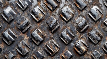 Aufkleber - Textured rusty metal surface with diamond pattern ideal for industrial design or background compositions