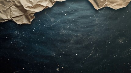 Poster - Textured creased paper background with dark cosmic space elements for artistic and creative design projects
