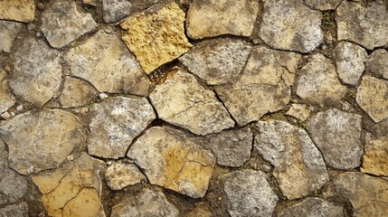 Leinwandbilder - Rugged yellow concrete floor texture with cracks and weathered appearance suitable for backgrounds and design projects.