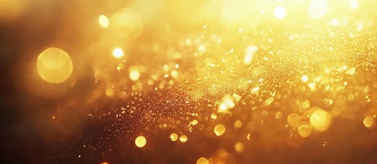 Poster - Defocused abstract golden bokeh lights creating a festive atmosphere for celebrations and special occasions capturing warmth and elegance