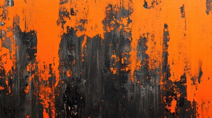 Aufkleber - Textured wooden background with a distressed orange and black paint finish creating a rustic and artistic appearance.