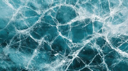Poster - Realistic cracked glass texture on a blue background showcasing intricate patterns and effects for creative design use