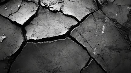 Poster - Cracked gray ground textured surface with white and black spots high quality photo ideal for background or text overlay use