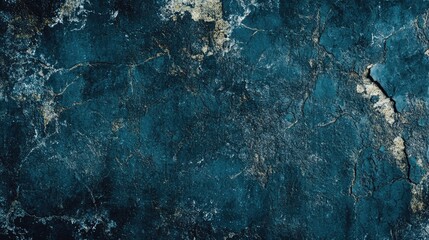 Poster - Cracked textured surface with dark blue tones ideal for backgrounds in design projects and creative applications.