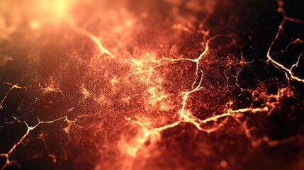Poster - Cracked earth texture with glowing highlights creating an abstract background for a dramatic visual effect and environmental themes