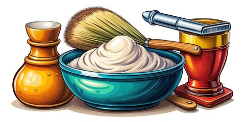 Exfoliating Shaving Brush Cartoon Illustration - Grooming Essentials