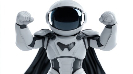 Leinwandbilder - A stylized superhero figure in a white suit and black cape, posed heroically.