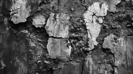 Poster - Weathered Cracked Wall Texture in Black and White for Creative Backgrounds and Design Projects