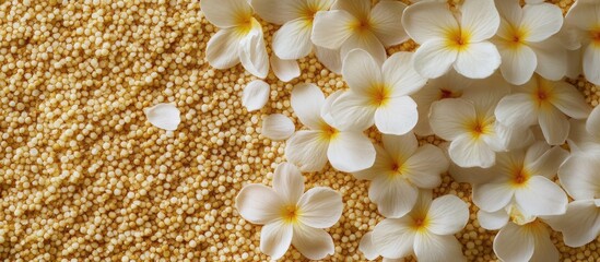 Aufkleber - Primrose Flowers with Coir Grains Decorative Arrangement for Natural Crafting and Floral Design