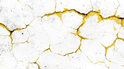 Aufkleber - Cracked concrete floor texture with dirty yellow paint highlights and weathered appearance suitable for backgrounds and design projects.
