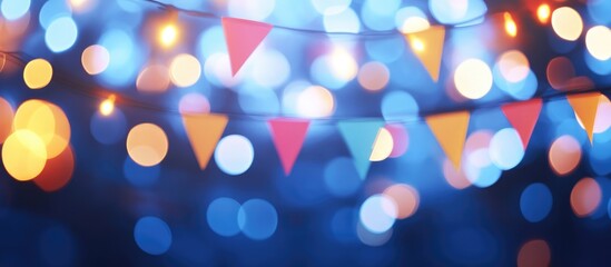 Aufkleber - Colorful bokeh backdrop with festive flag lights creating a vibrant and joyful atmosphere for celebrations and events