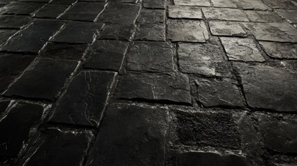 Aufkleber - Dark textured cement floor with shadows showcasing uneven stone patterns for architectural and design backgrounds.