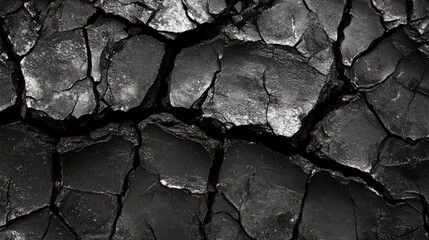 Poster - Detailed close-up of cracked surface texture in sepia tone showcasing intricate patterns and contrasts in an abstract artistic style