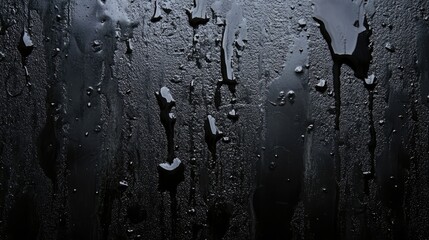 Poster - Grungy wet cement wall texture with water droplets and dark background for use in design and artistic projects
