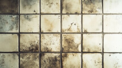 Poster - Grungy Kitchen Tile Background with Stains and Grout Marks Abstract Texture