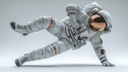 Leinwandbilder - A stylized astronaut in a dynamic pose, showcasing space exploration themes.