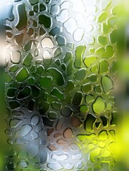 Aufkleber - Abstract Close-Up of Frosted Glass with Organic Shapes and Blurred Nature Background