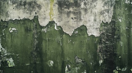Aufkleber - Aged dark green concrete wall with peeling paint and textured surface for background design or architectural projects.