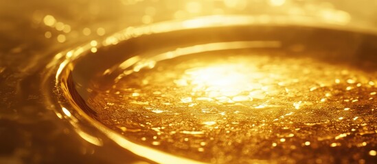 Poster - Bokeh light reflections in warm golden tones creating an abstract festive background for celebrations and events during winter evenings