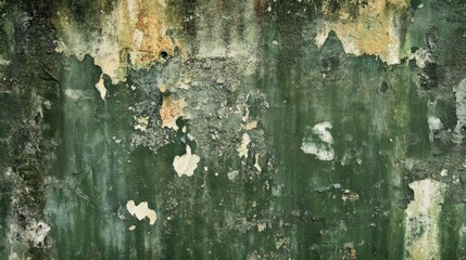 Aufkleber - Weathered dark green cement wall with peeling paint and textured surface ideal for backgrounds and design projects.