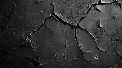 Aufkleber - Grunge cement wall texture with deep cracks showcasing a dark and aged appearance ideal for backgrounds and design projects.