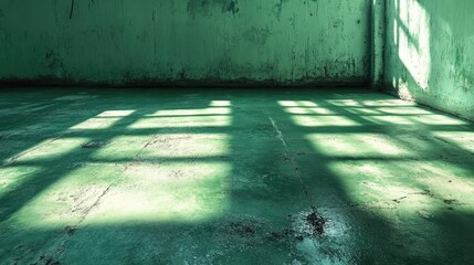 Aufkleber - Faded green cement floor texture with shadows creating an industrial and weathered atmosphere for design and background use.