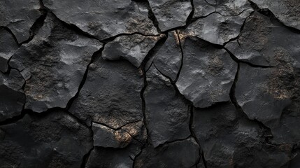 Poster - Dry cracked earth texture with dark tones for background and design elements in natural themes or climate-related projects