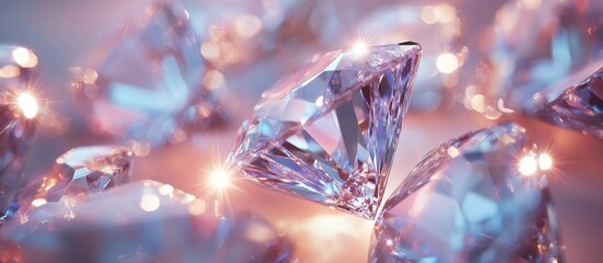 Poster - Glistening diamond shapes reflecting colors and light creating a luxurious and vibrant atmosphere suitable for jewelry or elegance themes