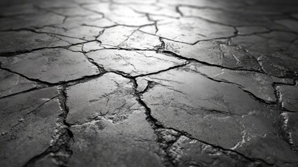 Poster - Textured cracked concrete floor background with unique patterns and shadows for design and artistic projects.