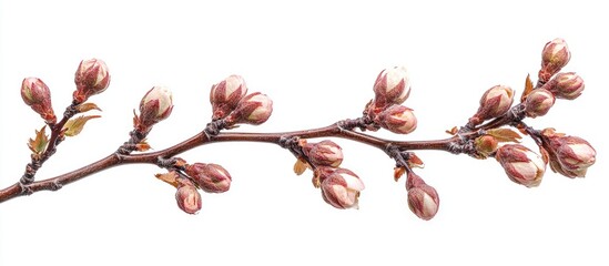Aufkleber - Willow branches with delicate buds on white background perfect for natural themes in designs and print materials