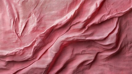 Poster - Textured pink fabric background with creases and folds showcasing soft material for design and textile concepts.