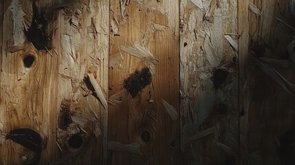 Poster - Weathered plywood texture with dark shadows for rustic background design and artistic applications