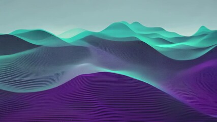 Poster - exploring digital landscapes with flowing hills and vibrant colors in a serene environment