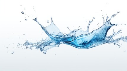 Aufkleber - Transparent water splash with droplets captured in motion against a clean white background showcasing fluid dynamics and natural beauty.